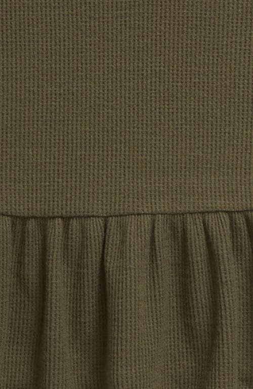 Treasure & Bond Kids' Waffle Knit Peplum Top In Olive Sarma