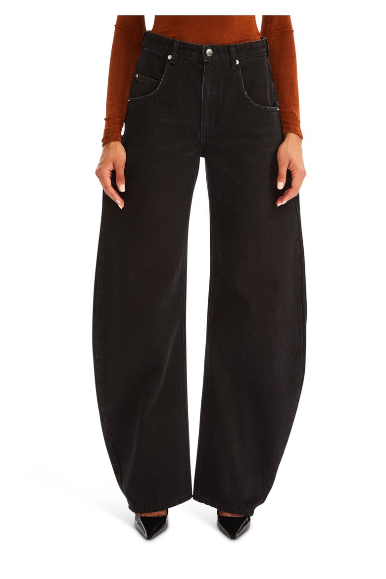 Marbel Mid Rise Barrel Jean, Main, color, Stone Black