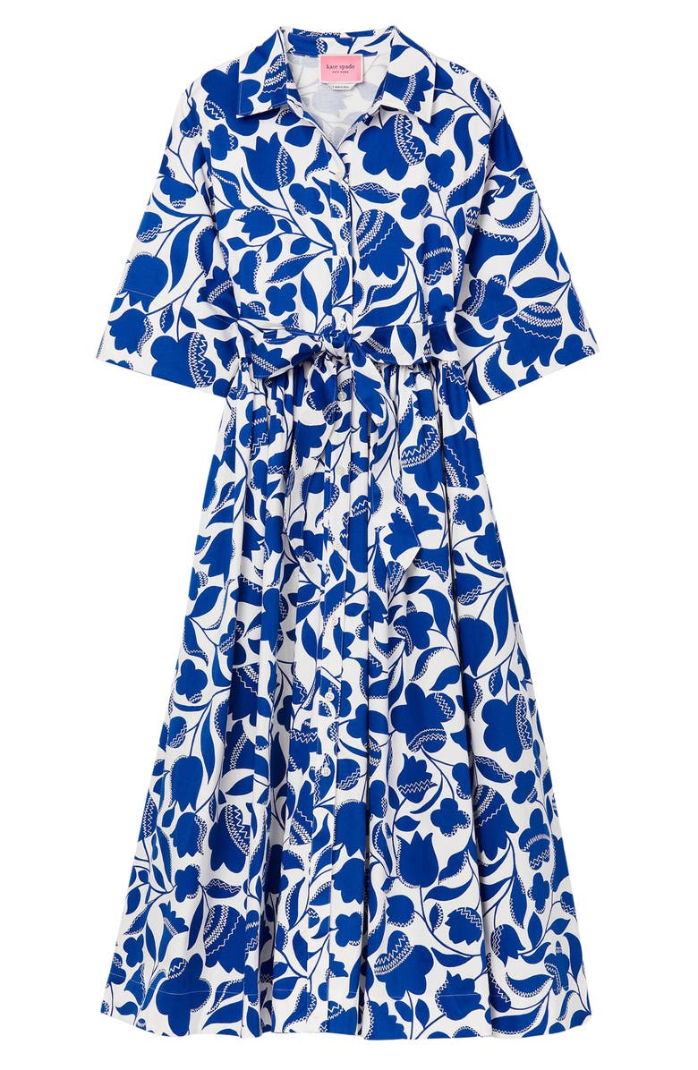 Kate Spade New York montauk zigzag floral stretch cotton shirdress, Alternate, color, 