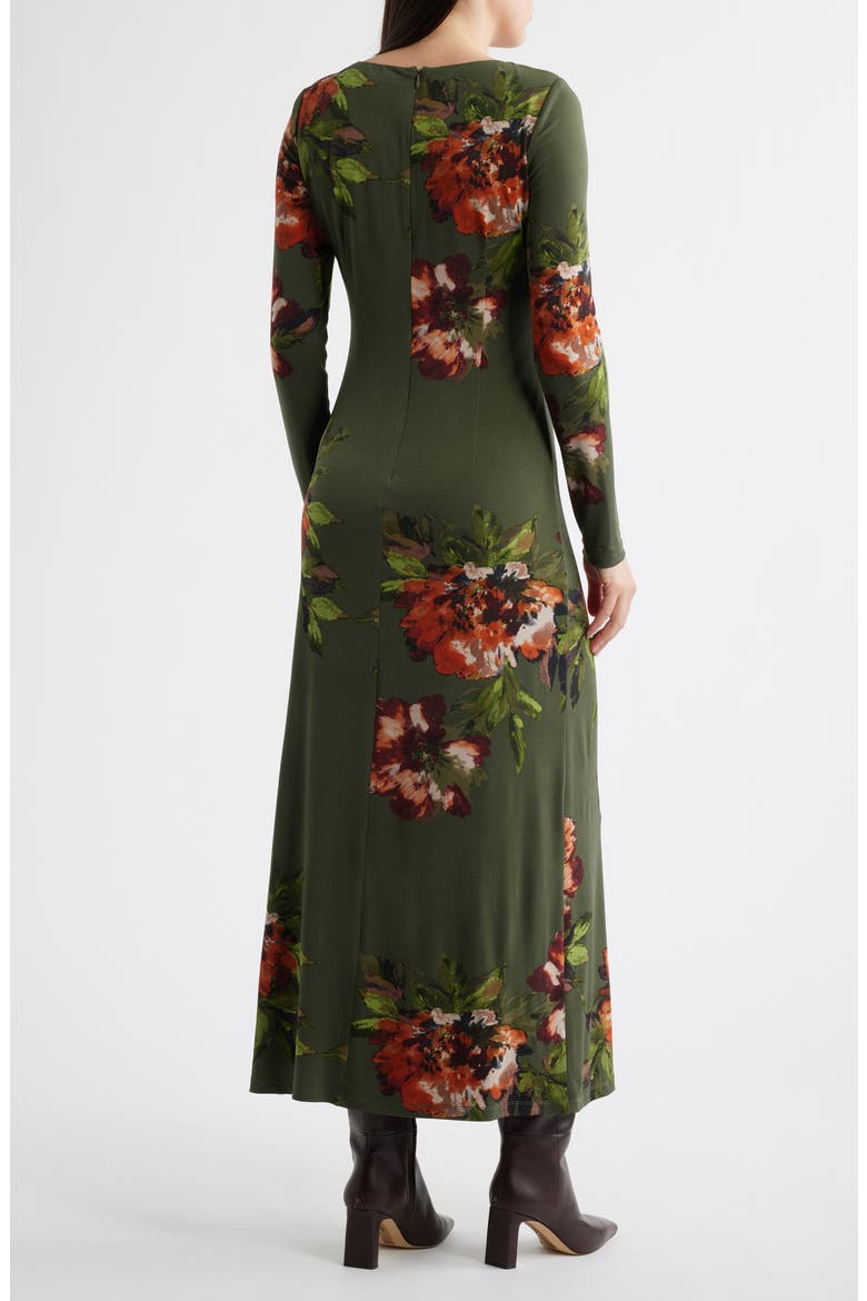 Placed Floral Long Sleeve Dress, Alternate, color, GREEN MULTI