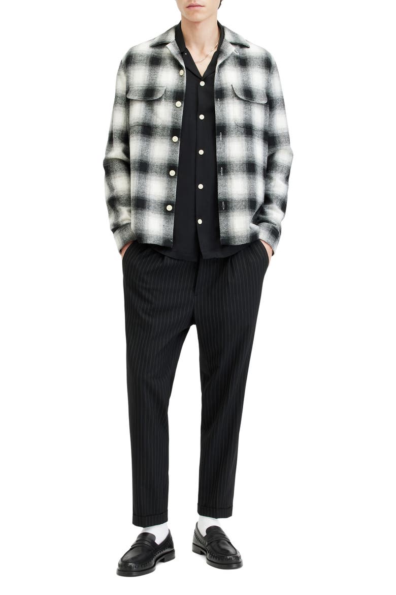 Fortunado Plaid Relaxed Fit Button-Up Shirt, Alternate, color, OATMEAL WHITE/ JET BLACK
