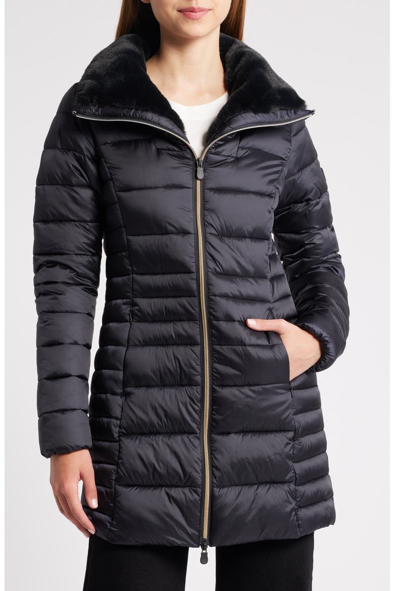 Caroline Water Resistant Coat with Faux Fur Lining, Main, color, BLACK