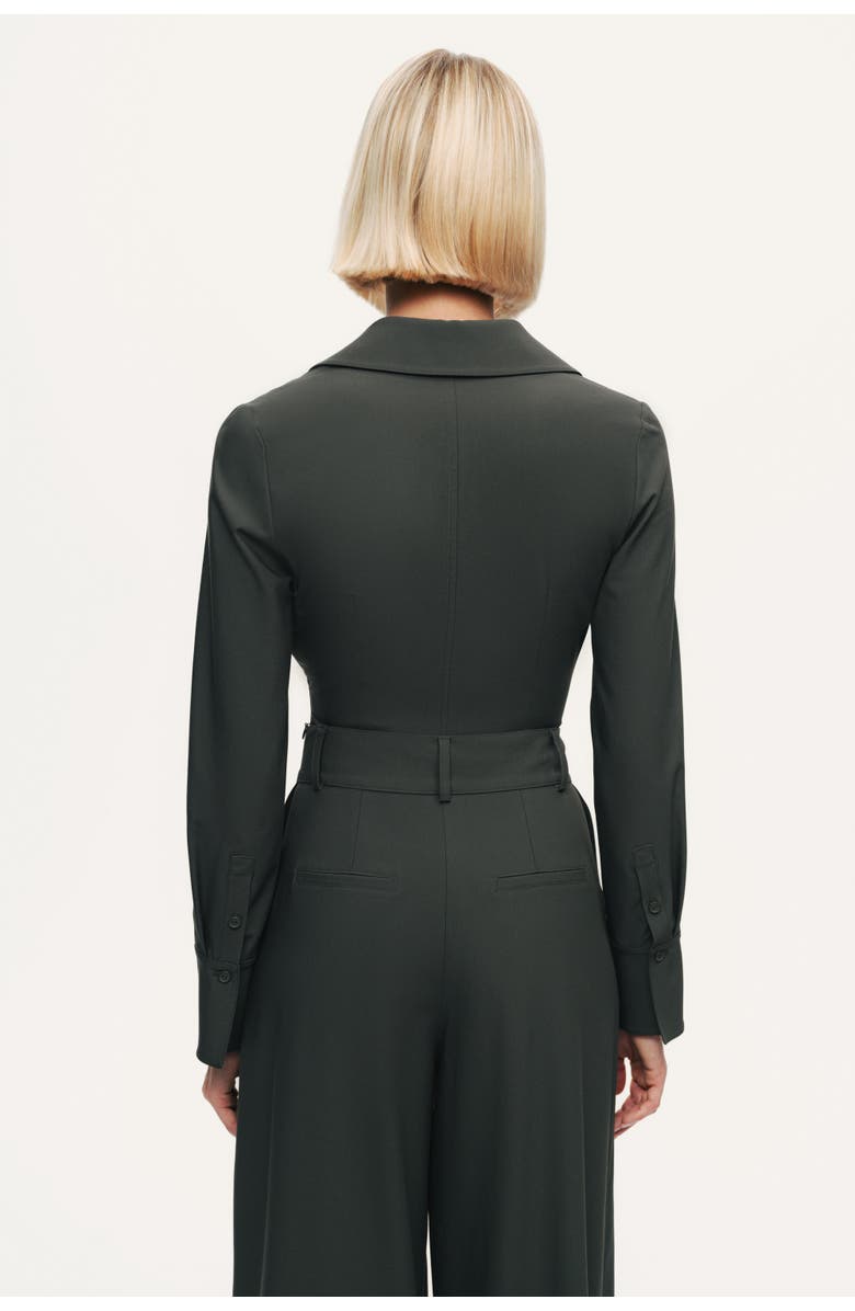 Nocturne Sculpted Deep-V Corset Blouse, Alternate, color, Dark Green