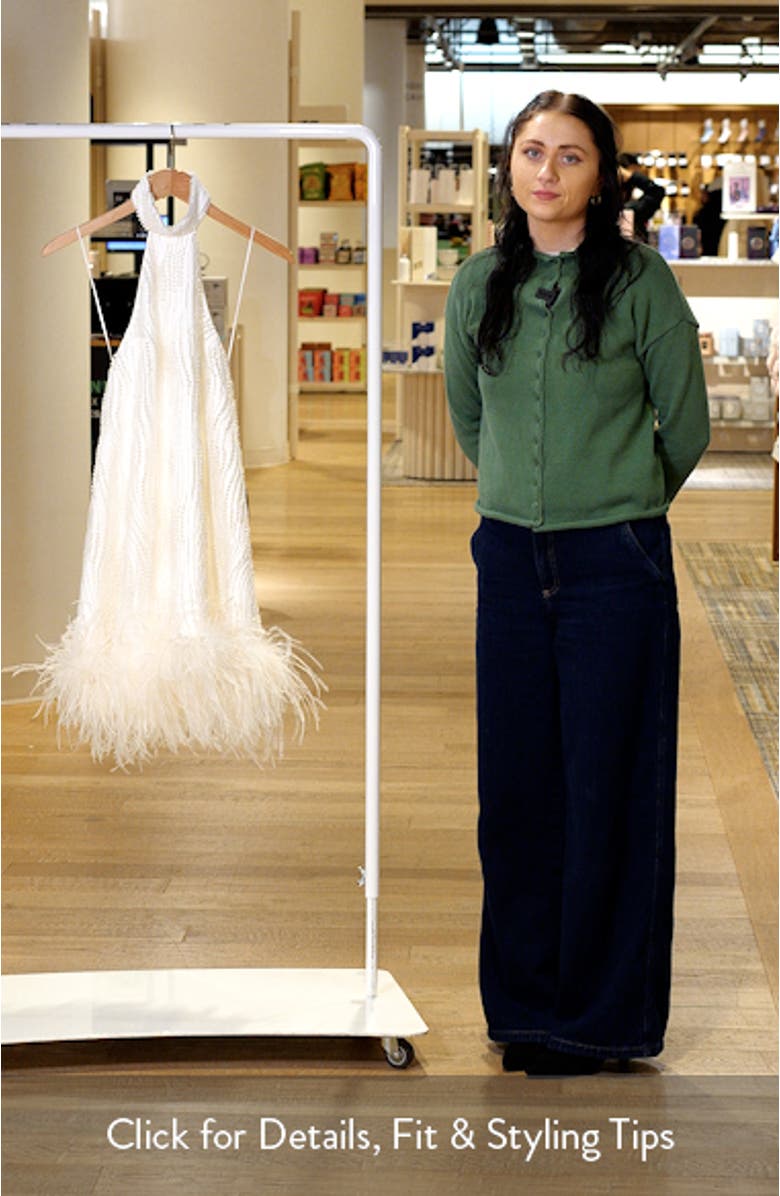 Jenny Beaded Feather Trim Cocktail Minidress, sales video thumbnail