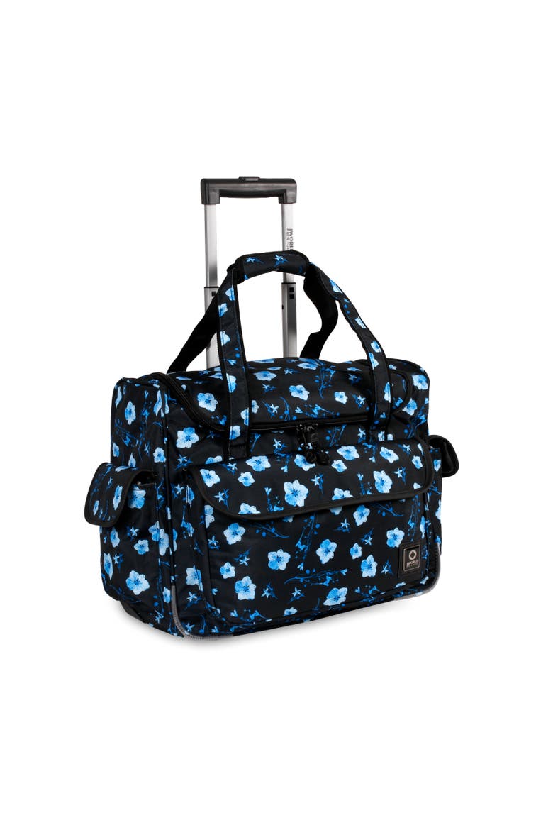 Donna Rolling Carry-on Tote with Laptop Sleeve for Travel and Work, Alternate, color, NIGHT BLOOMING