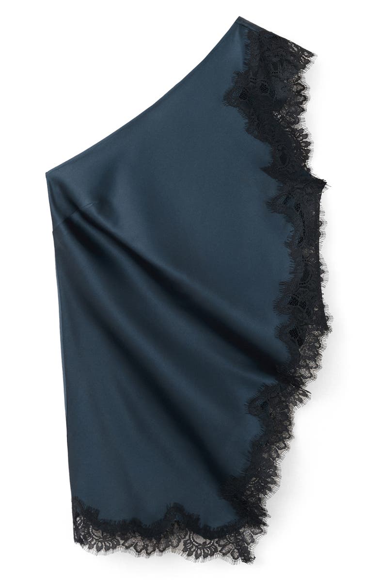 MANGO Lace One-Shoulder Satin Top, Alternate, color,