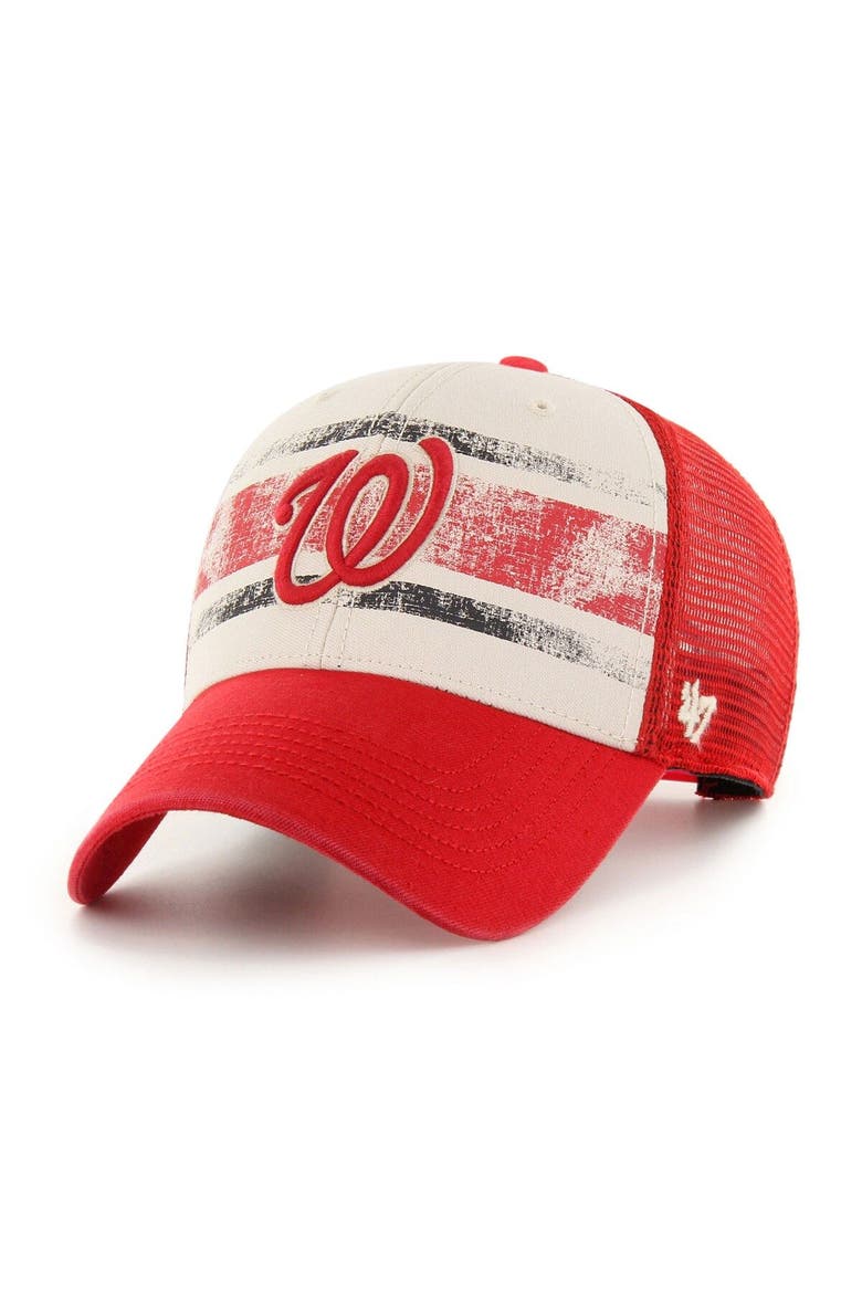 Men's '47 Red Washington Nationals Breakout MVP Trucker Adjustable Hat, Main, color, Red