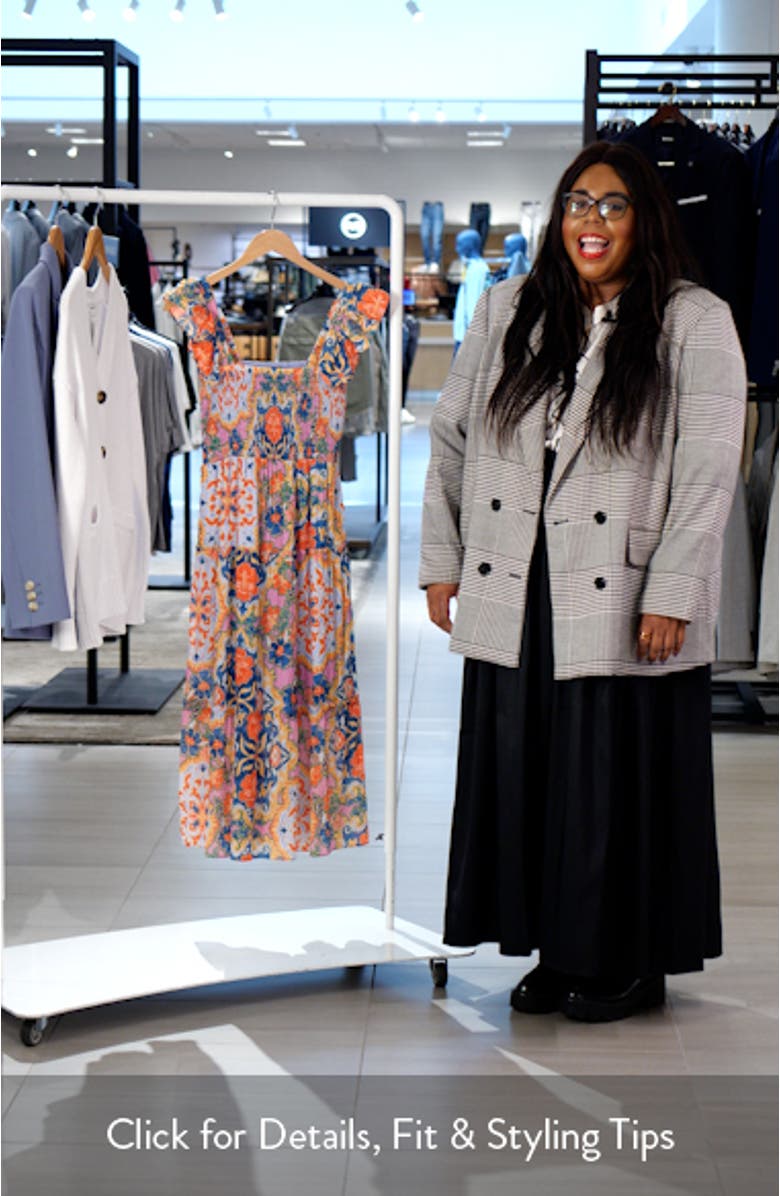 Print Smocked Tiered Maxi Dress, sales video thumbnail