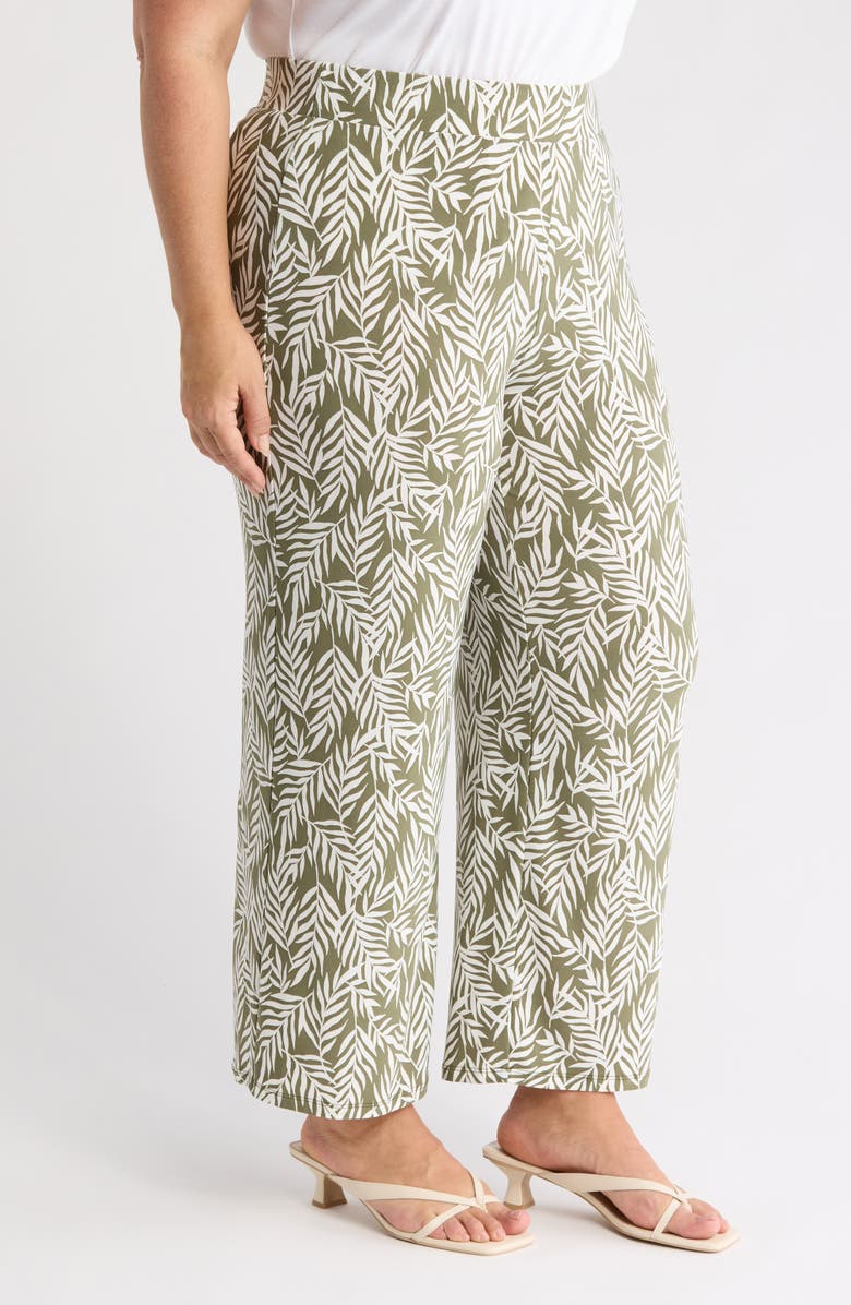 KASPER Olive Print Pull-On Ankle Wide Leg Pants, Alternate, color, 