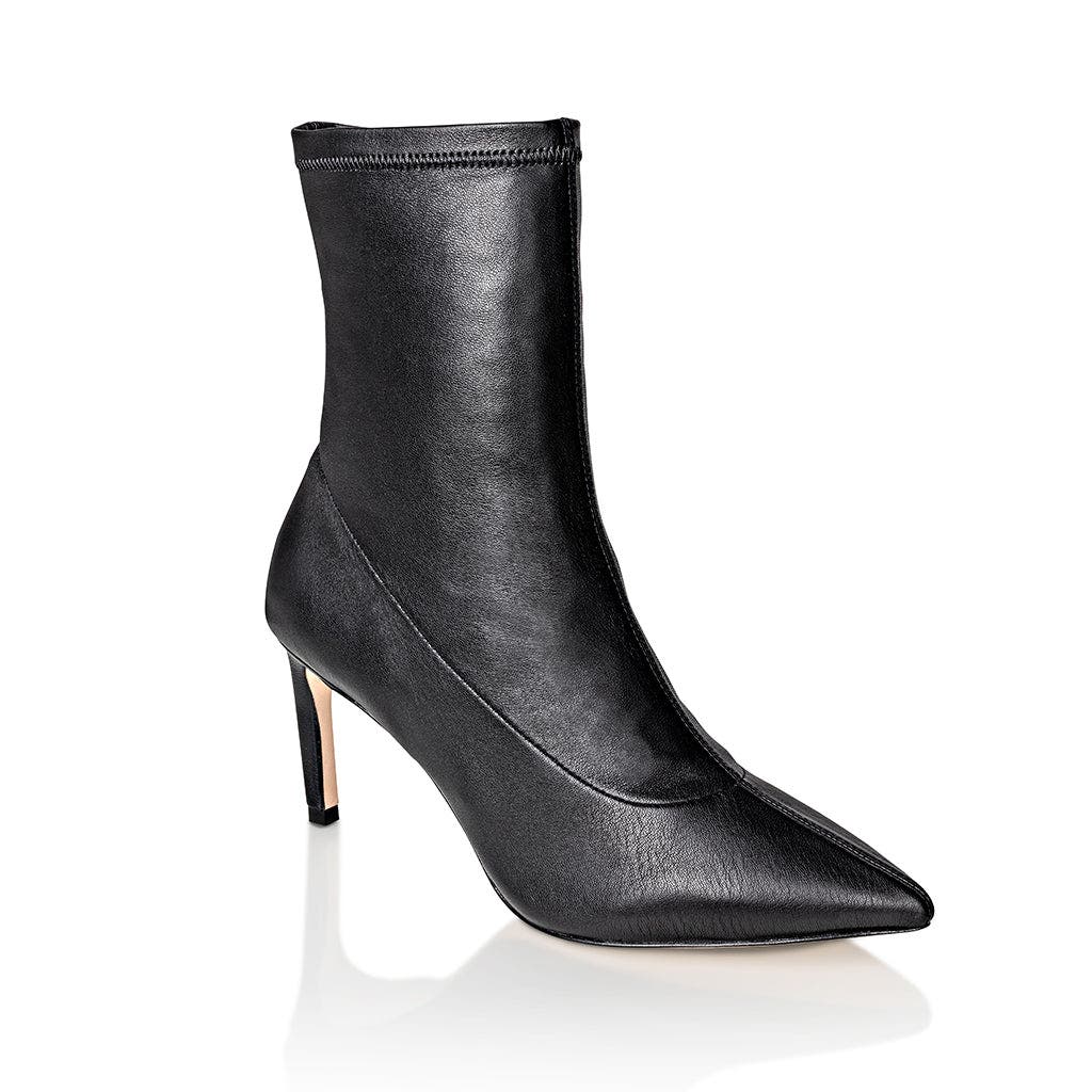 Joan Oloff Shoes Dakota Stretch Dress Bootie with Stiletto Heel, Alternate, color, Black
