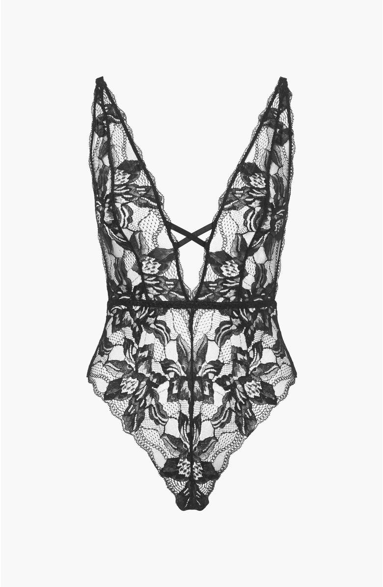 Cosabella Paradiso Plunge Teddy, Alternate, color, Black