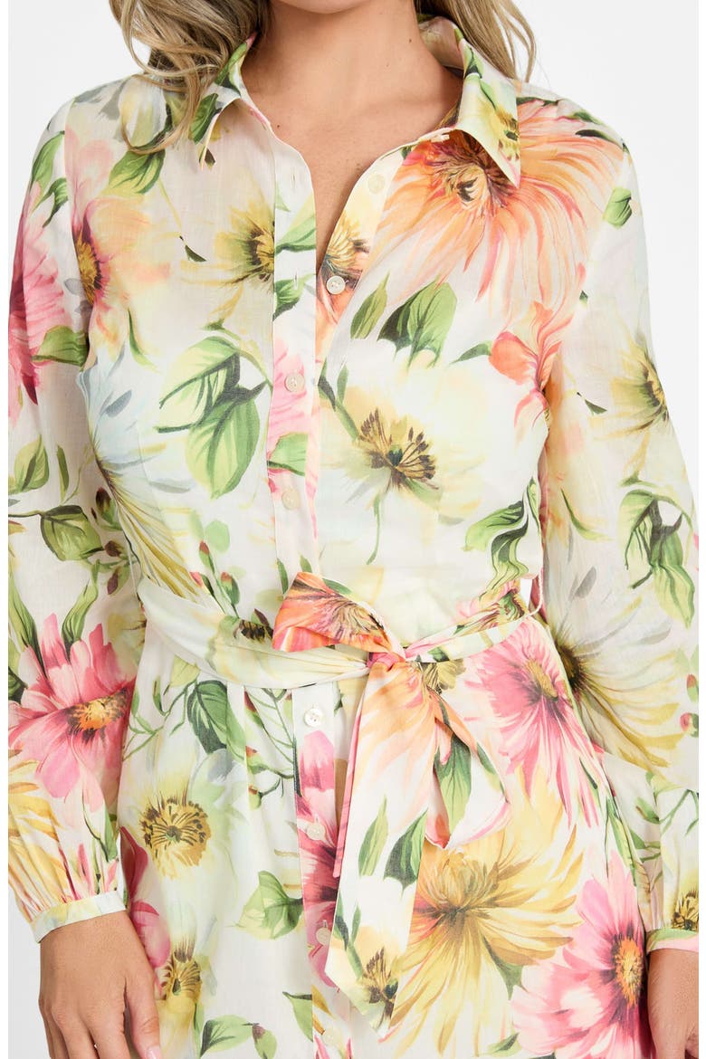 Faith Floral Print Tie Waist Shirtdress, Alternate, color, PAINTED DAISIES PRINT