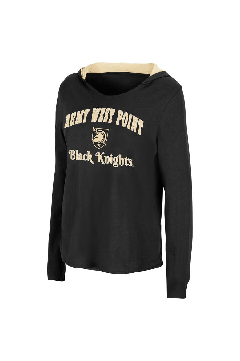 Women's Colosseum Black Army Black Knights Catalina Hoodie Long Sleeve T-Shirt, Alternate, color, Black