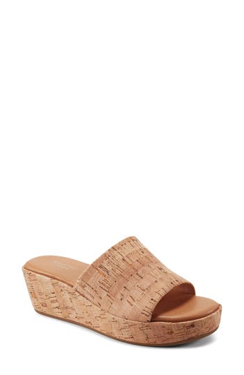 Rockport Aubriella Platform Slide Sandal In Natural Cork
