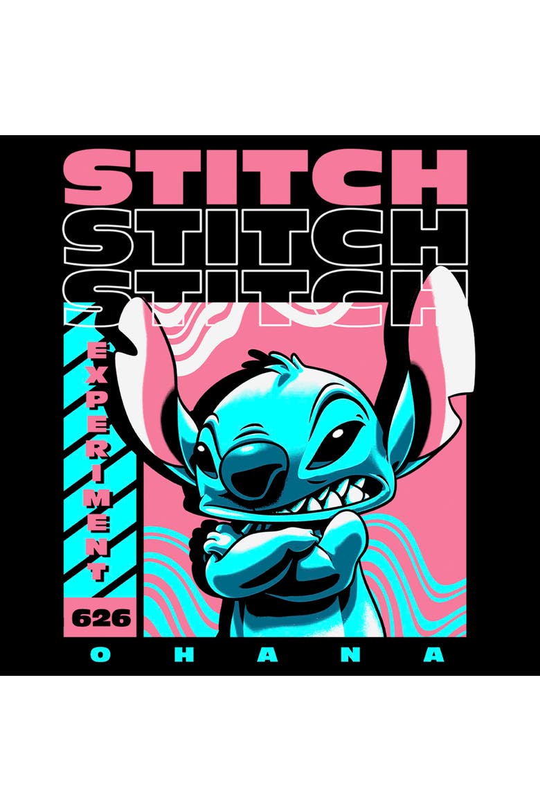 Men's Lilo & Stitch Blue and Pink Stitch Poster Graphic T-Shirt, Alternate, color, Black