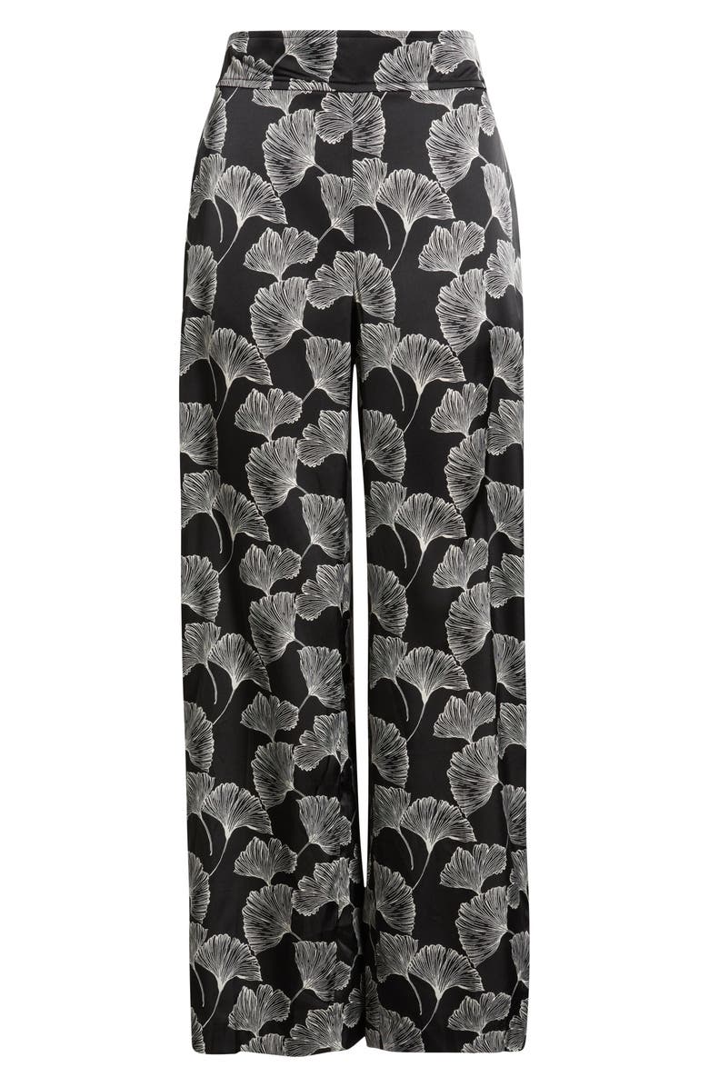 Anne Klein Print High Waist Pull-On Wide Leg Pants, Alternate, color, Black/ White/ Ivory