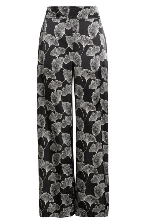 Anne Klein Print High Waist Pull-on Wide Leg Pants In Black