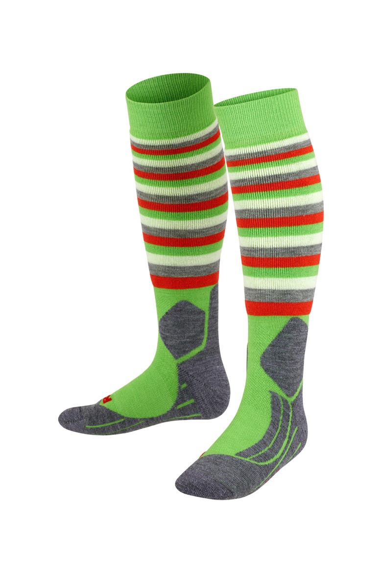 SK2 Intermediate Stripes Ski Socks, Main, color, Vivid Green