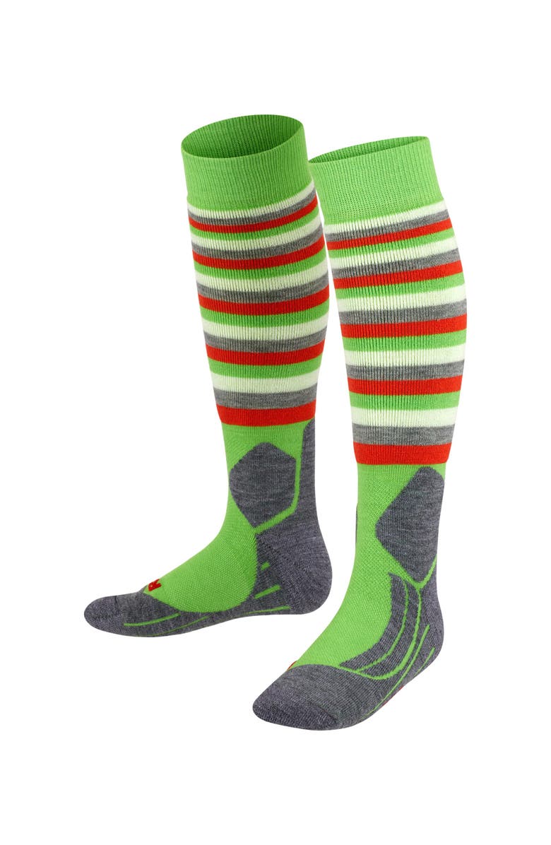 Falke SK2 Intermediate Stripes Ski Socks, Main, color, Vivid Green