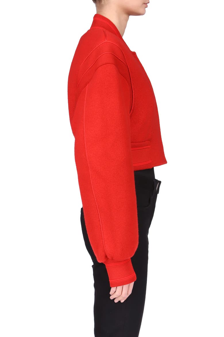 Varsity Wool Knit Crop Jacket, Alternate, color, RED