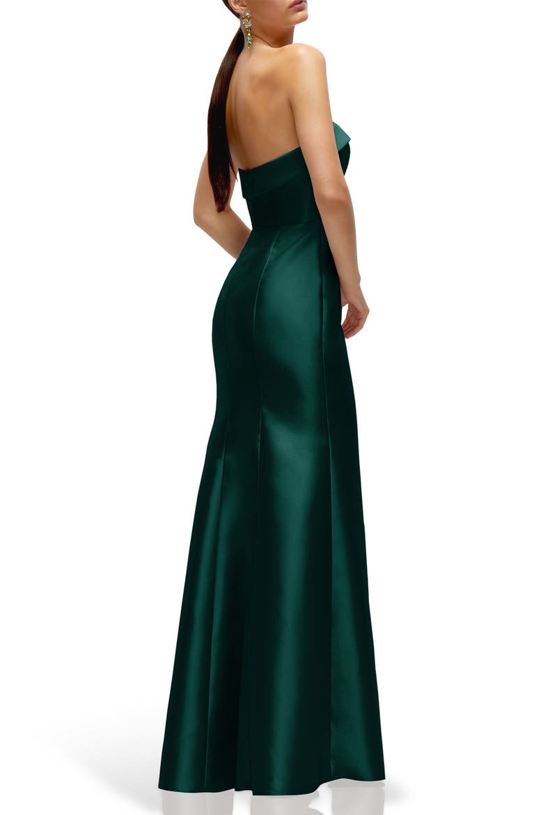 Strapless Satin Trumpet Gown, Alternate, color, EVERGREEN