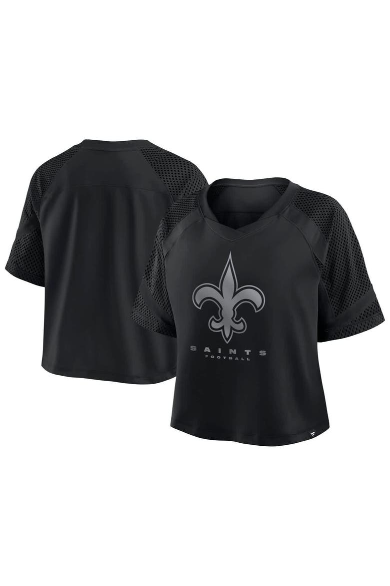 Women's Fanatics New Orleans Saints Oversized Raglan V-Neck Blackout Fashion Jersey, Main, color, Black