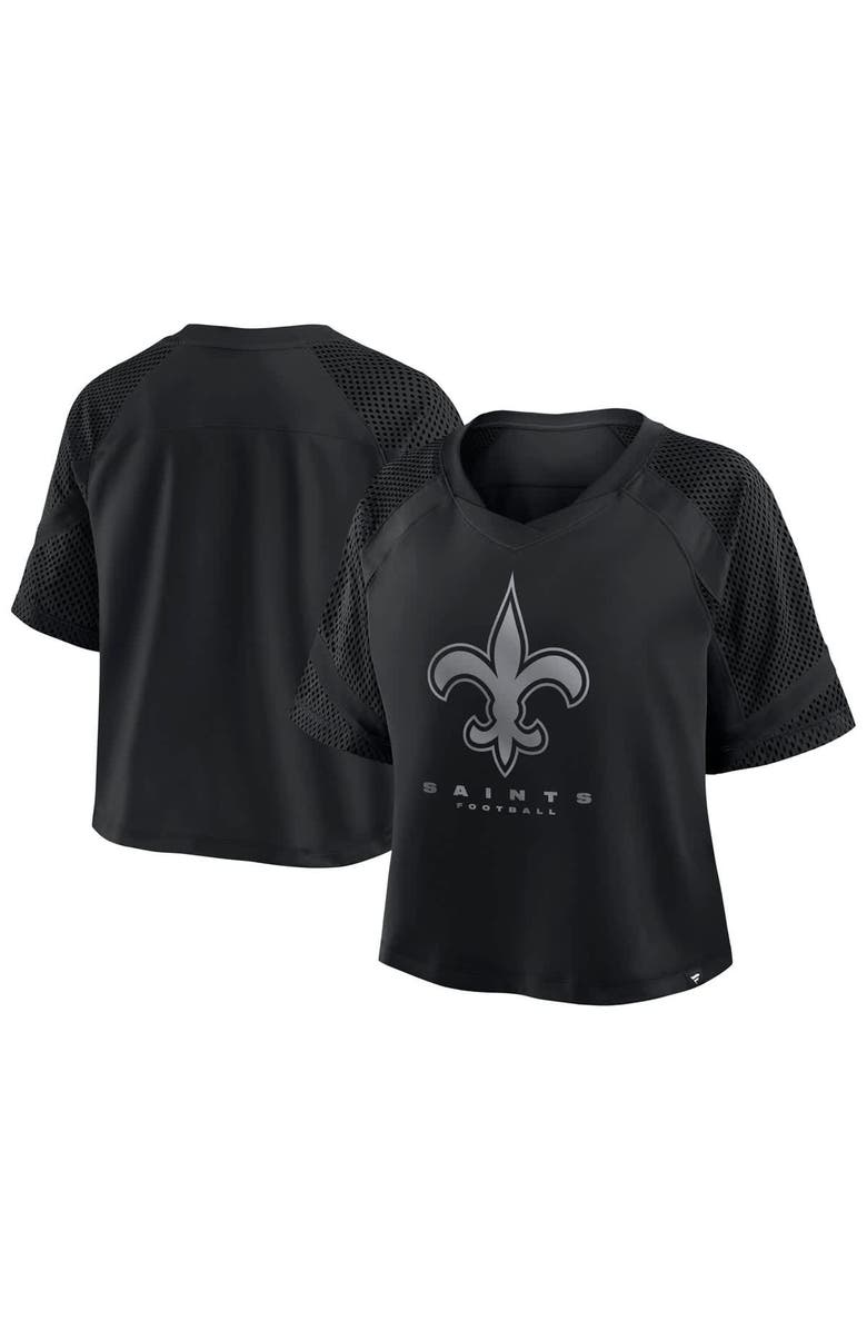 FANATICS Women's Fanatics New Orleans Saints Oversized Raglan V-Neck Blackout Fashion Jersey, Main, color, Black