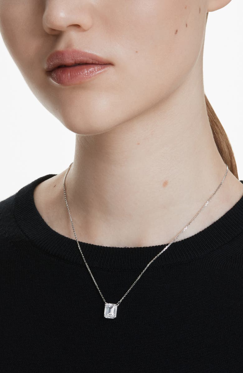 Swarovski Stilla Pendant Necklace, Alternate, color, Silver/ White