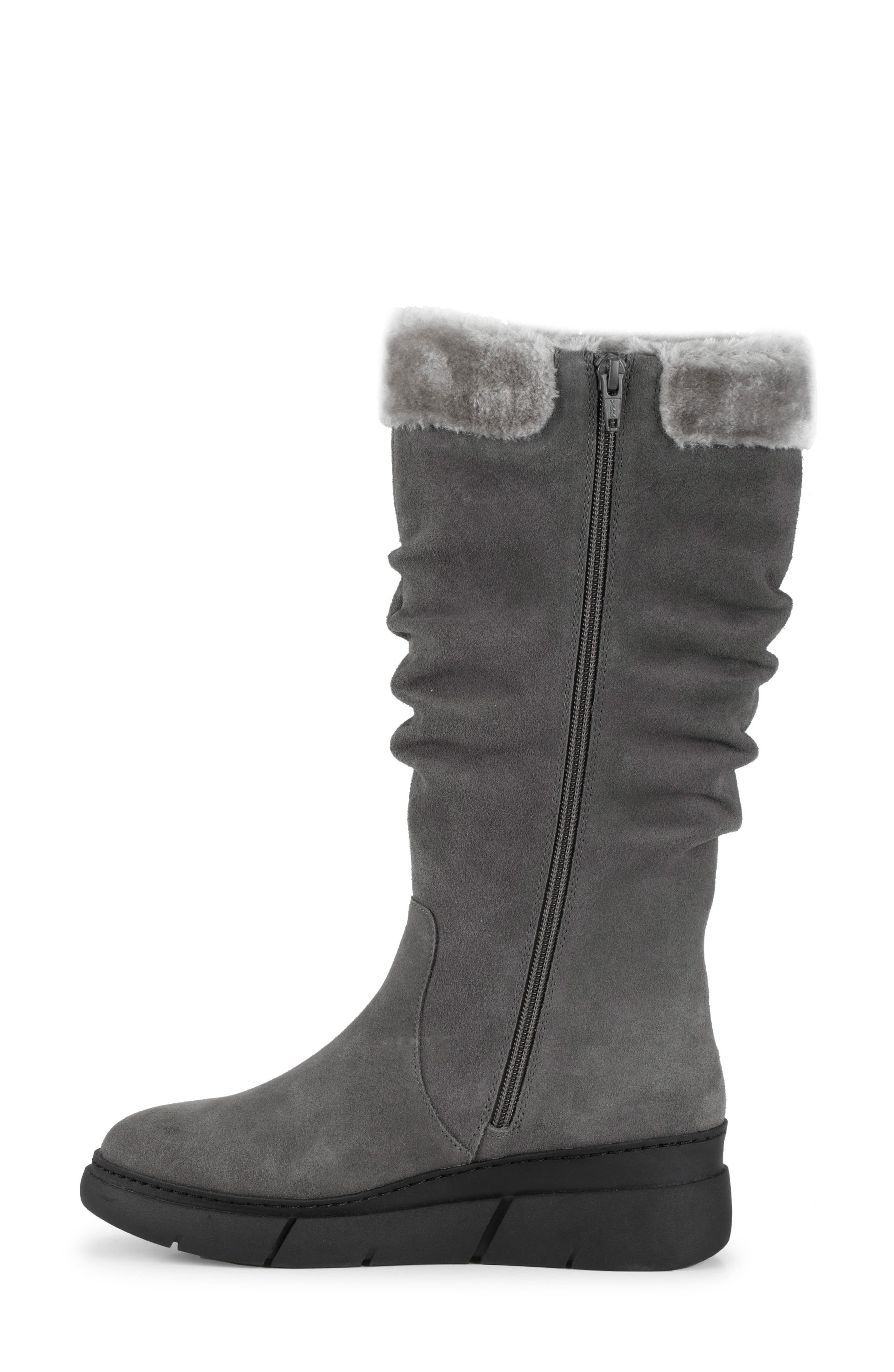 BARETRAPS Larenna Bow Tall Wedge Boot, Alternate, color, Dark Grey Suede