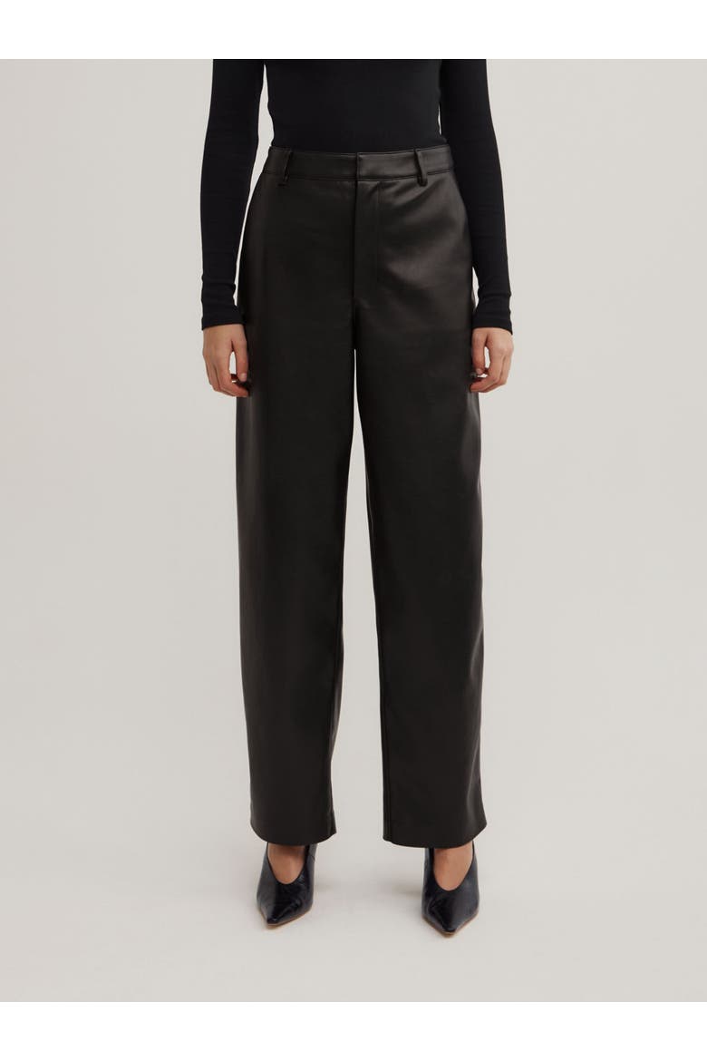 Faux Leather Barrel Trouser, Main, color, Black