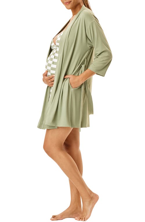 Motherhood Maternity Maternity Robe And Nursing Chemise Sleep Set With Baby Swaddle