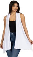 24seven Comfort Apparel Draped Open Front Sleeveless Cardigan Vest