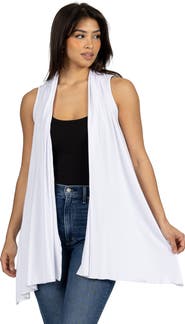 24seven Comfort Apparel Draped Open Front Sleeveless Cardigan Vest