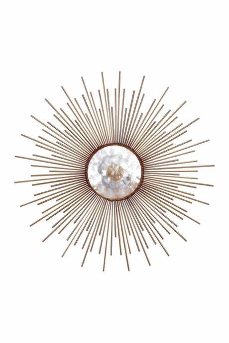 GINGER BIRCH STUDIO Bronze Modern Mother of Pearl Ray Wall Decor