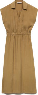 MANGO Button Midi Dress