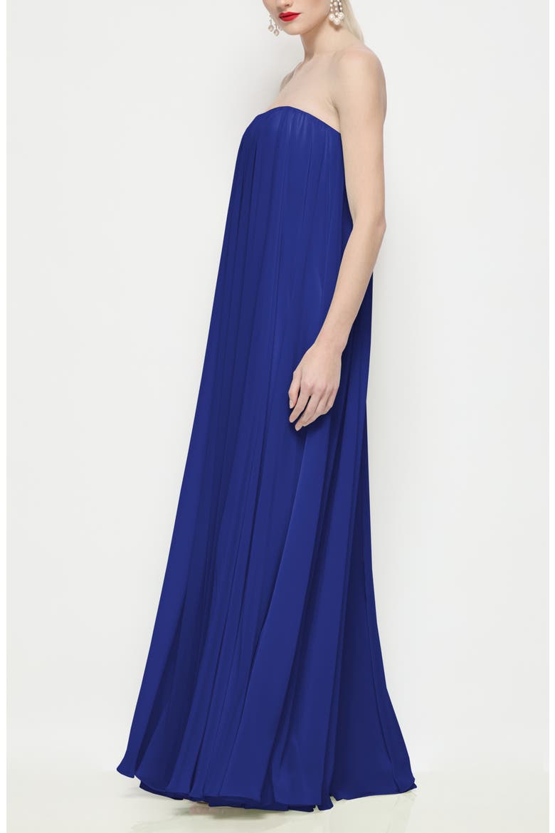 Silvie Strapless Lux Chiffon Trapeze Gown, Alternate, color, COBALT BLUE