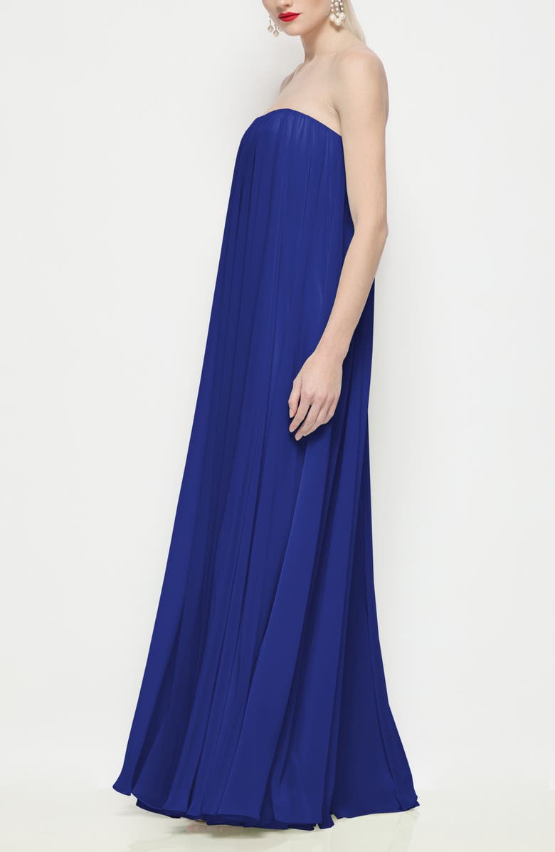 Dessy Collection Silvie Strapless Lux Chiffon Trapeze Gown, Alternate, color, Cobalt Blue