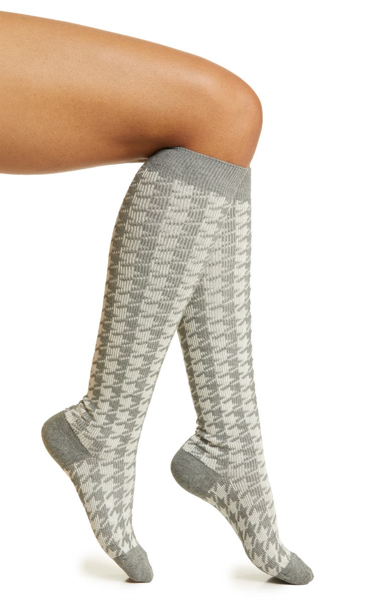 HIGH HEEL JUNGLE Houndstooth Knee Socks, Main, color, 
