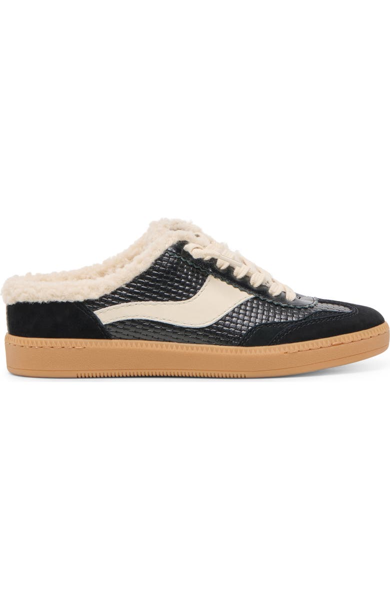 Dolce Vita Notice Faux Shearling Sneaker, Alternate, color, Black Woven Leather