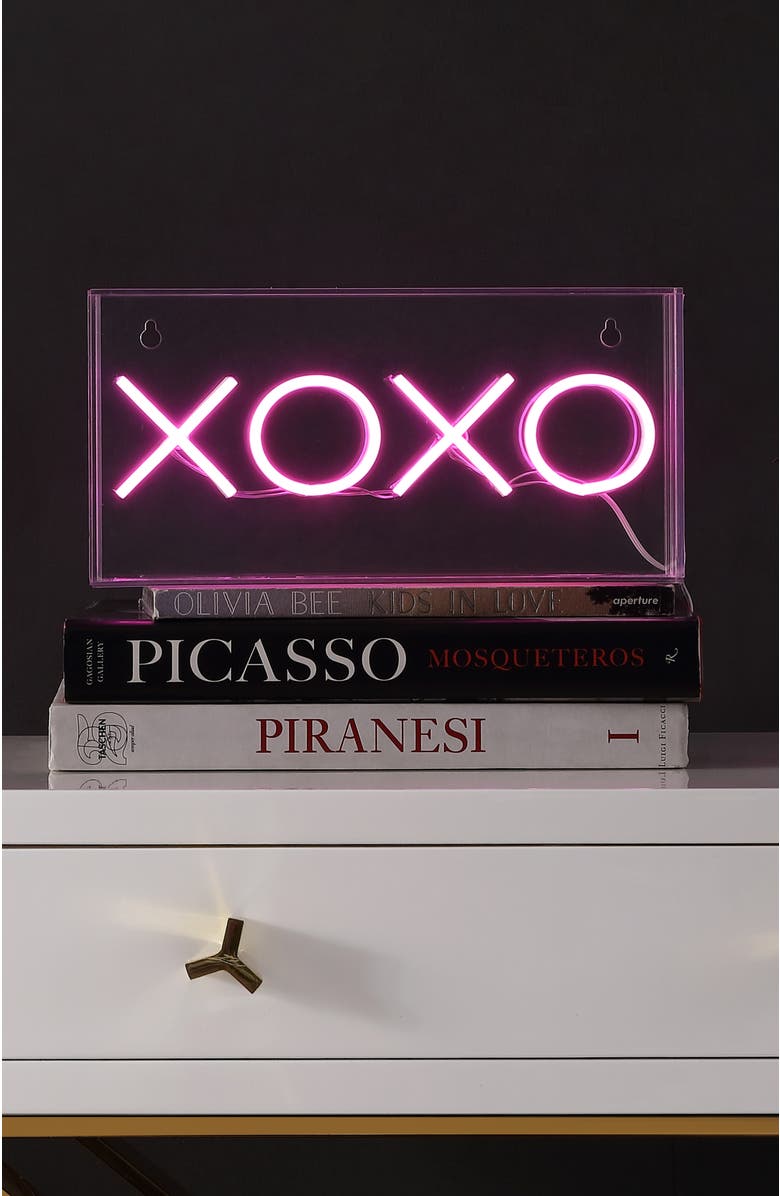 JONATHAN Y Contemporary Glam Acrylic Box USB Operated LED Neon Light, Alternate, color, Pink