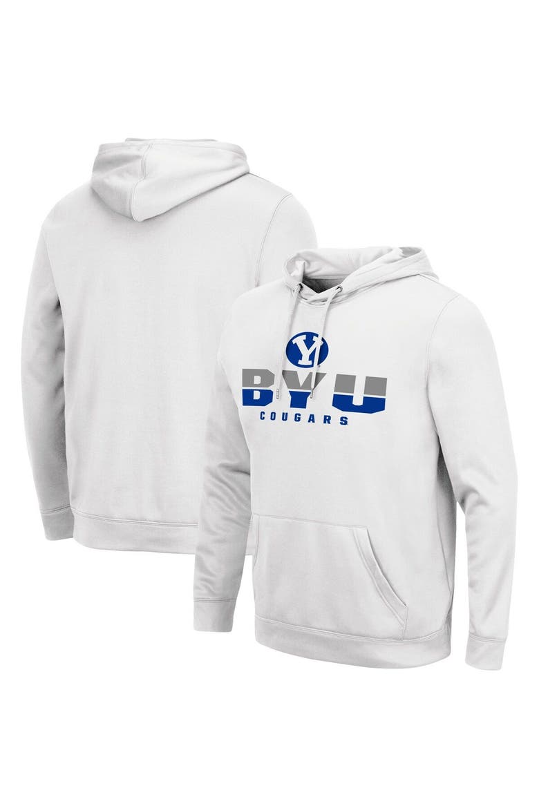 Men's Colosseum White BYU Cougars Lantern Pullover Hoodie, Main, color, White