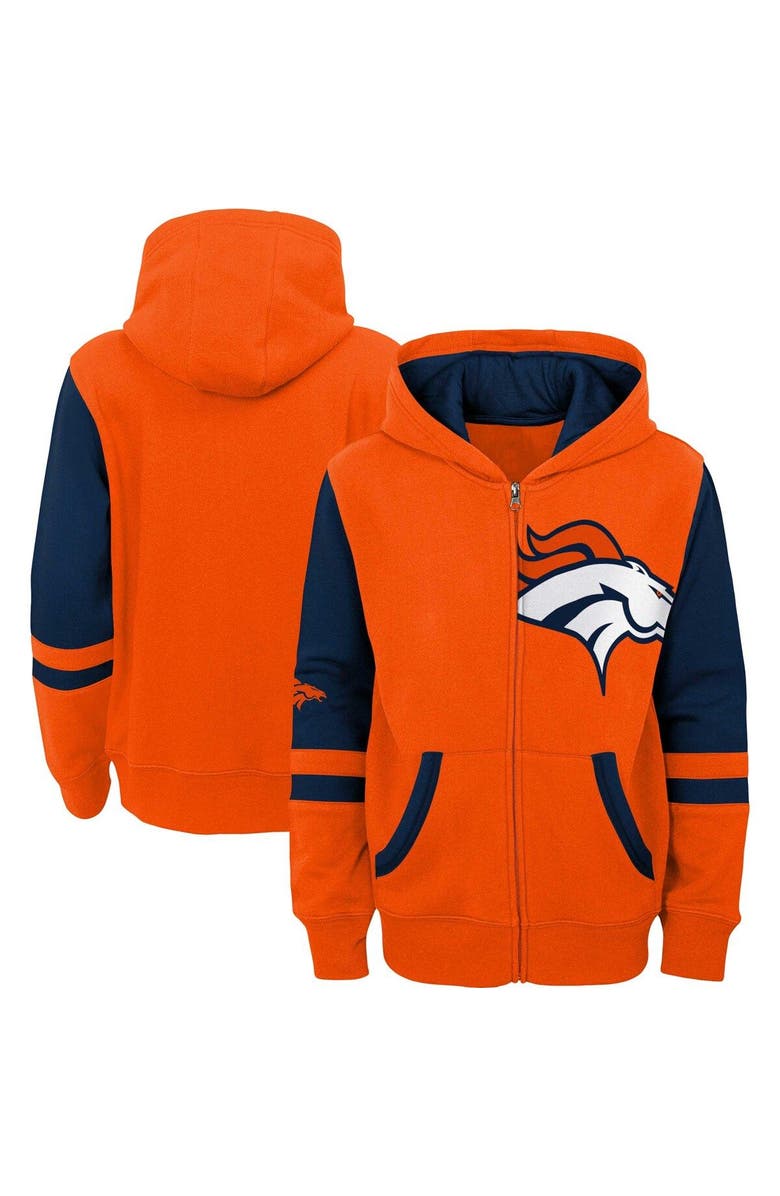 Outerstuff Youth Orange Denver Broncos Colorblock Full-Zip Hoodie, Main, color, Orange