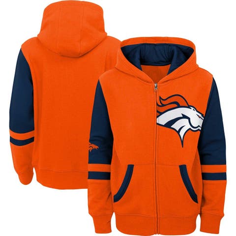 Youth Orange Denver Broncos Colorblock Full-Zip Hoodie