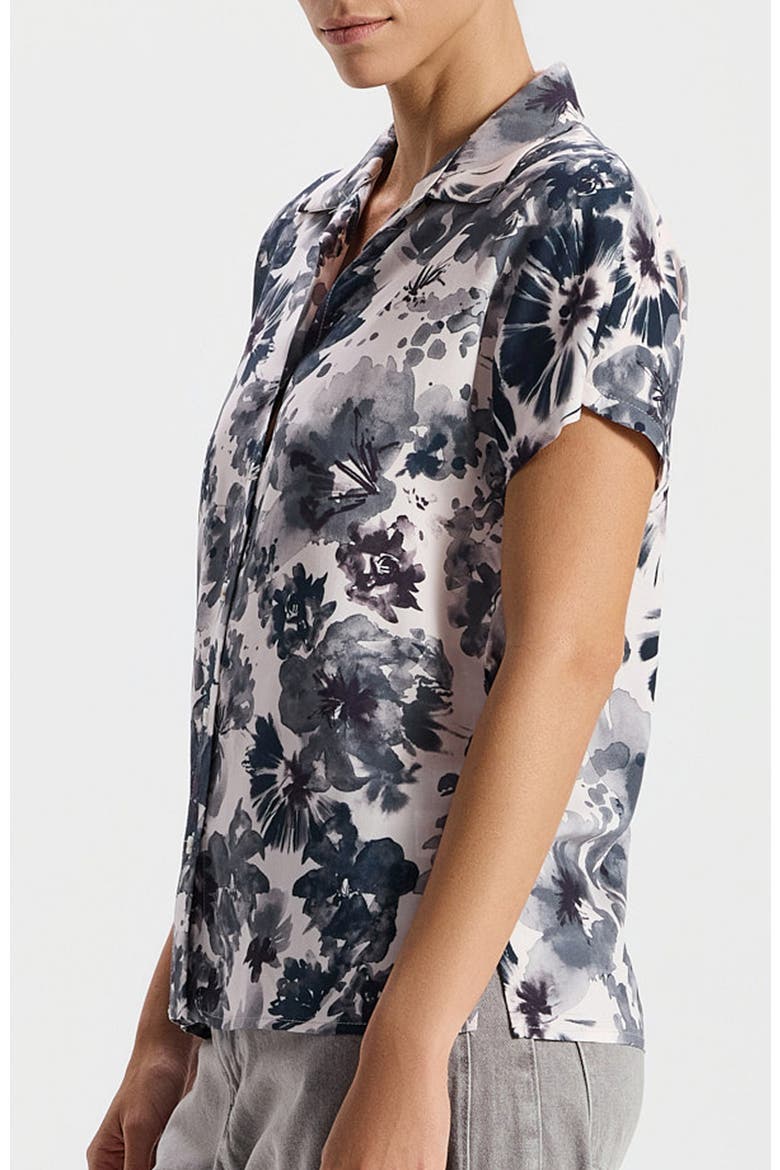 Marina Short-Sleeved Collared Floral Shirt, Alternate, color, Blue Floral Print