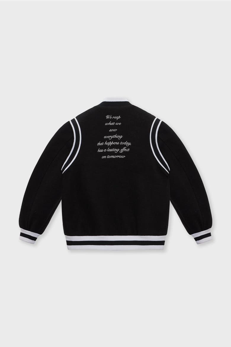 Black Varsity Jacket Kids, Alternate, color, Black