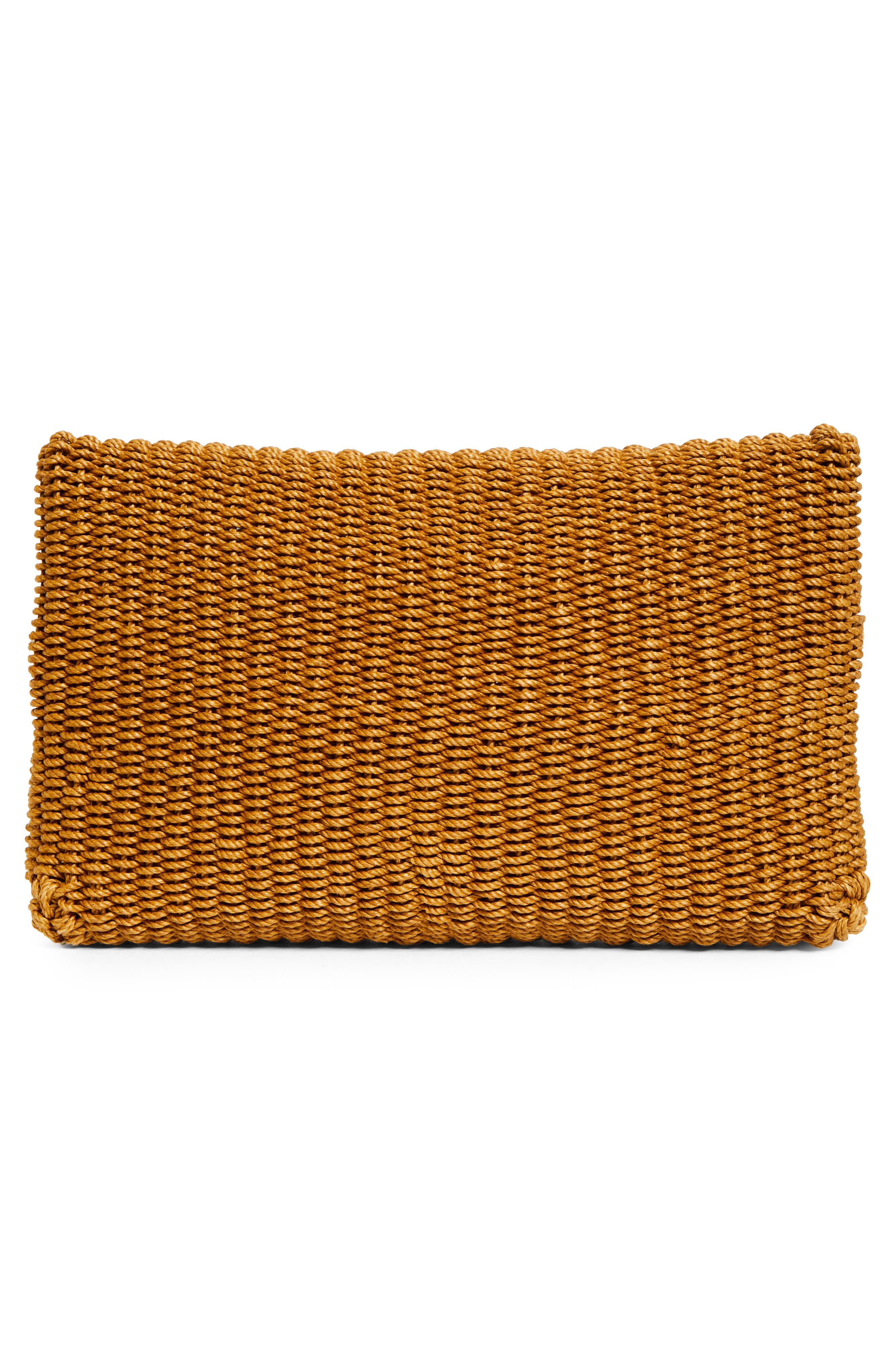 Saint Laurent Large Woven Raffia Envelope Clutch, Alternate, color, Light Brownie