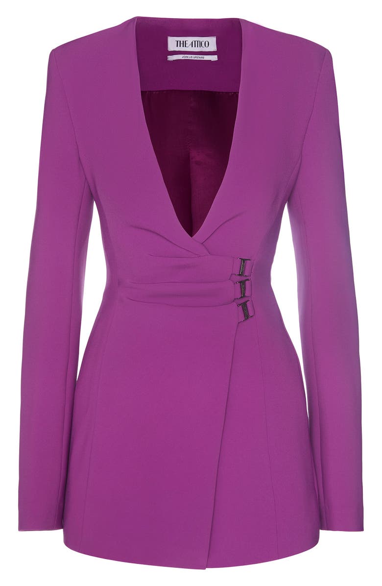 The Attico Jacquelne Long Sleeve Double Satin Wrap Minidress, Alternate, color, 