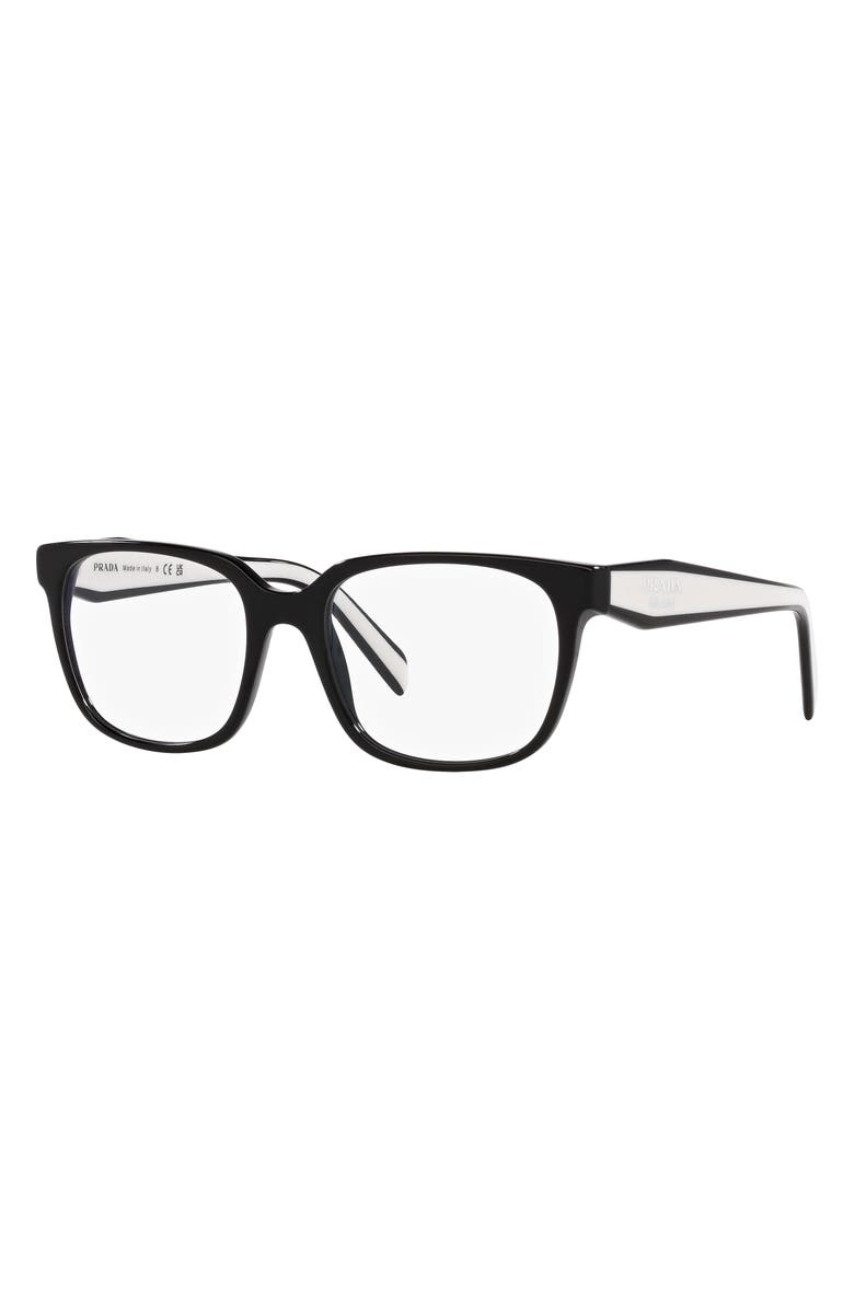 Prada 55mm Rectangular Optical Glasses, Alternate, color, Black