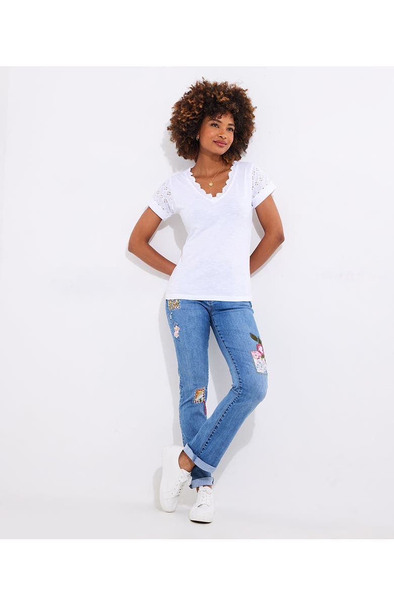 Joe Browns Eyelet V-neck Tee, Alternate, color, White