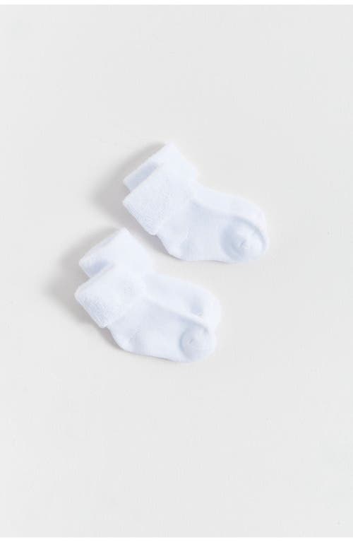 Babycottons Towel Socks Set Of 2 In White